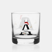 Kerstbrief A Initiaal – Festive Kerstontwerp Whisky Glas (Voorkant)