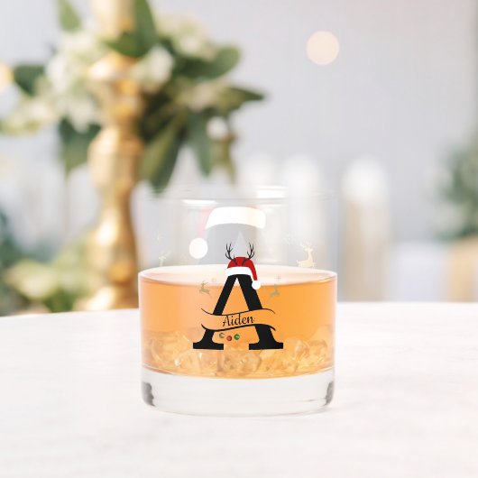 Kerstbrief A Initiaal – Festive Kerstontwerp Whisky Glas (Insitu (Huwelijk))