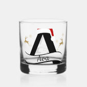 Kerstbrief A Initiaal – Festive Kerstontwerp Whisky Glas (Achterkant)