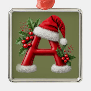 Kerstbrief A Versierd Met Kerstman Hoed Metalen Ornament