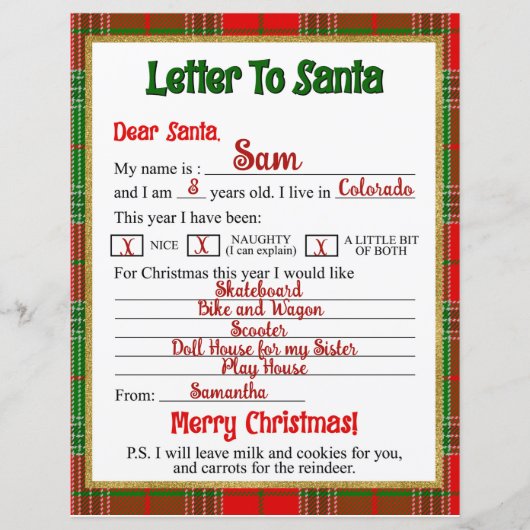 kerstbrief aan de kerstman (Voorkant)