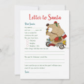 Kerstbrief aan de Sjabloon van het Beer Santa Clau Kaart (Voorkant)