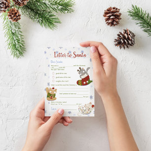 Kerstbrief aan de Sjabloon van Santa Claus Holiday Kaart