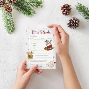 Kerstbrief aan de Sjabloon van Santa Claus Kaart