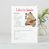 Kerstbrief aan kerstman beer sjabloon kaart (Staand voorkant)