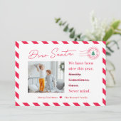 Kerstbrief Aan Kerstman Kinderen Kerst Foto Kaart (Staand voorkant)