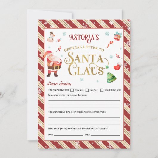 Kerstbrief aan Sinterklaas gepersonaliseerd Kaart (Voorkant)