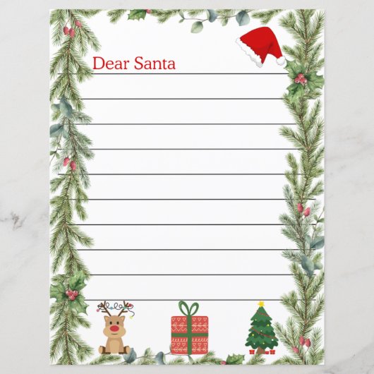 Kerstbrief aan Sinterklaas pagina met dennenrand (Voorkant)