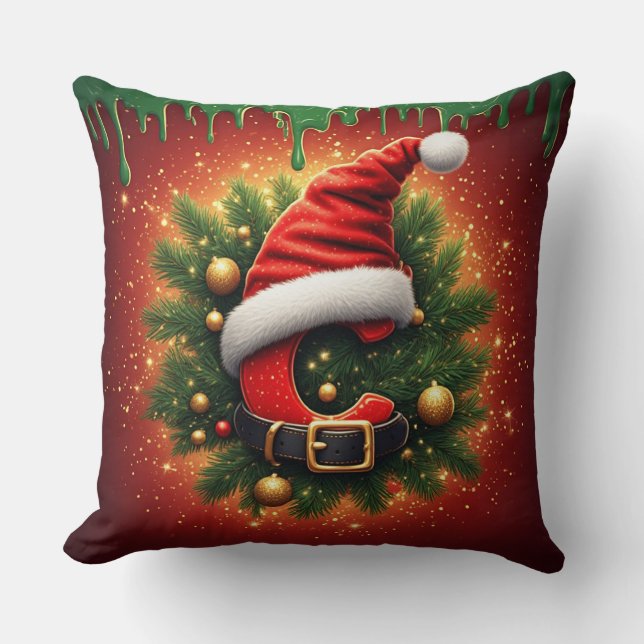 Kerstbrief C Met Festieve Dennenkrans 🎄 Kussen (Voorkant)