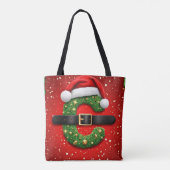 Kerstbrief C Met Kerstkrans Decoratie Tote Bag (Achterkant)