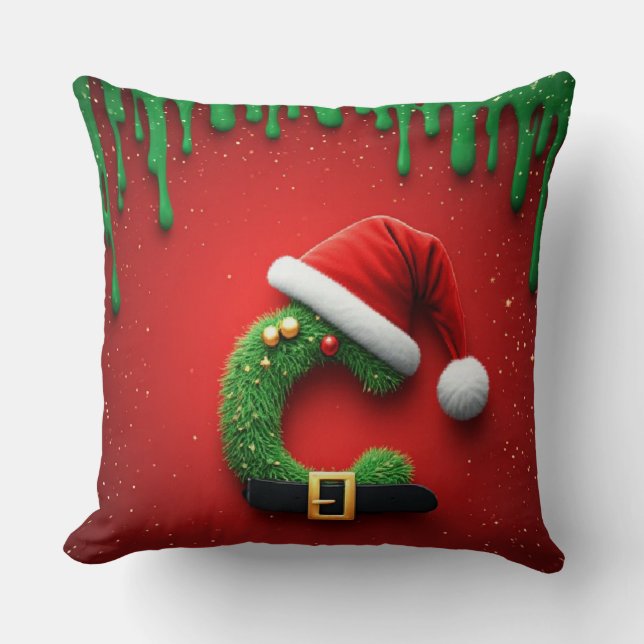 Kerstbrief C Met Kerstkrans Stijl 🎁 Kussen (Voorkant)