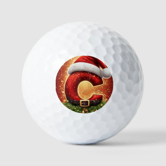 Kerstbrief C Monogram Kerstdecoratie Golfballen (Voorkant)