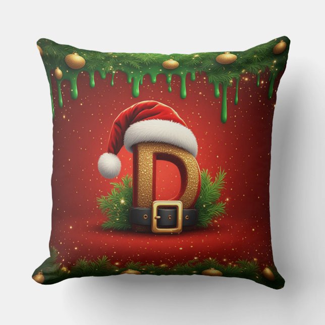 Kerstbrief D Met Kerstkrans Stijl 🎁 Kussen (Voorkant)