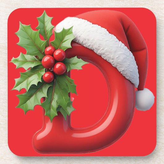 🎅 Kerstbrief D Monogram Geschenk Voor Tafels Bier Onderzetter (Voorkant)