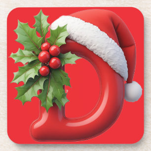 Kerstbrief D Versierd Met Santa Hoed Bier Onderzetter