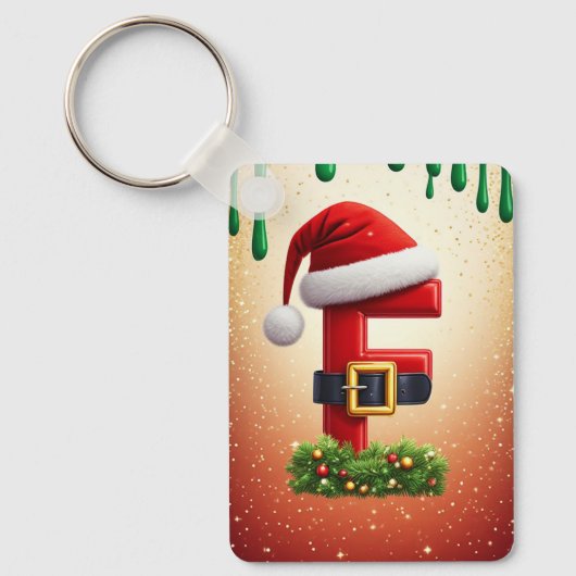 Kerstbrief F Met Kerstkrans Accent 🎅 Sleutelhanger (Voorkant)