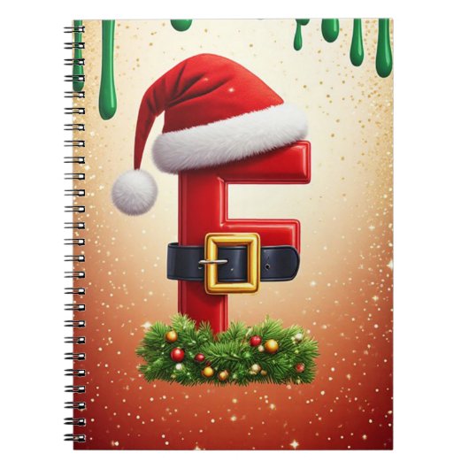 Kerstbrief F met kerstkransaccent 🎅 Notitieboek (Voorkant)