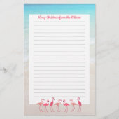 Kerstbrief Gelinieerd Papier Flamingo's Ontwerp (Voorkant)