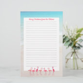Kerstbrief Gelinieerd Papier Flamingo's Ontwerp (Staand voorkant)