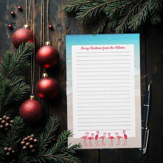 Kerstbrief Gelinieerd Papier Flamingo's Ontwerp