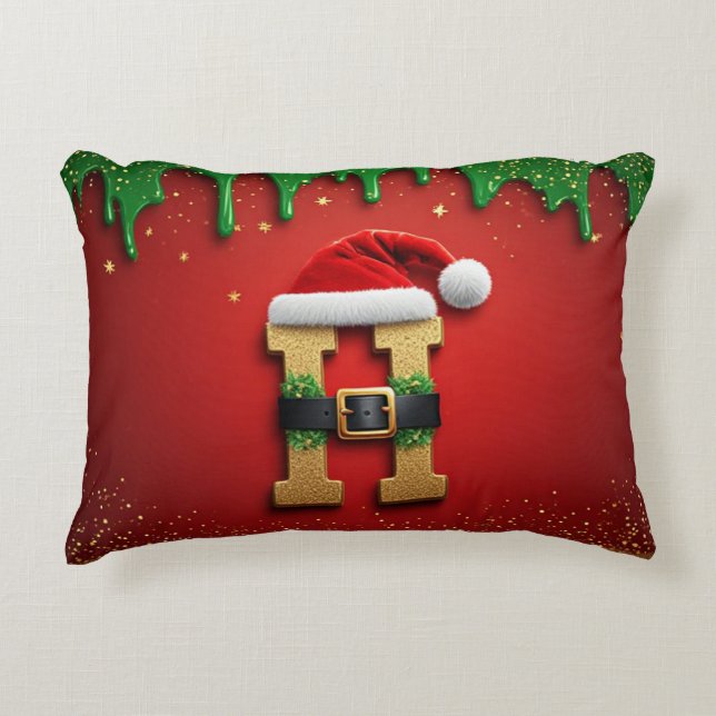 Kerstbrief H Met Sinterklaas Hoed ❄️ Accent Kussen (Voorkant)