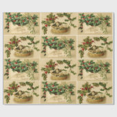 KERSTBRIEF, HOLLYBERRIES, BORST MET KITTENS CADEAUPAPIER (Vlak)