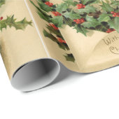 KERSTBRIEF, HOLLYBERRIES, BORST MET KITTENS CADEAUPAPIER (Rol Hoek)