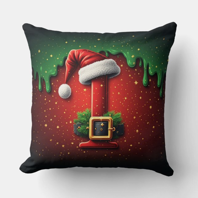 Kerstbrief I Met Kerstornament Monogram 🎄 Kussen (Voorkant)