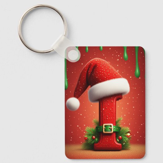 Kerstbrief I Met Kerstornamentstijl 🎄 Sleutelhanger (Voorkant)