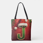 Kerstbrief J Met Hulst Kerstkrans 🎅 Tote Bag (Achterkant)