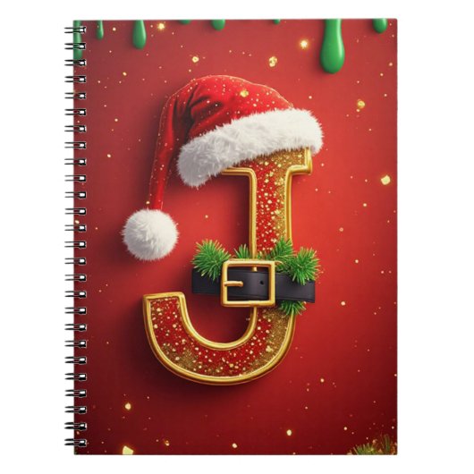 Kerstbrief J Monogram Vakantieslinger 🎅 Notitieboek (Voorkant)