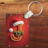 Kerstbrief J Monogram Vakantieslinger 🎅 Sleutelhanger (Achterkant)