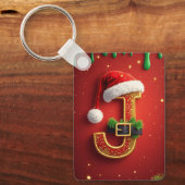 Kerstbrief J Monogram Vakantieslinger 🎅 Sleutelhanger (Voorkant)
