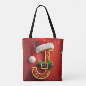 Kerstbrief J Monogram Vakantieslinger 🎅 Tote Bag (Achterkant)