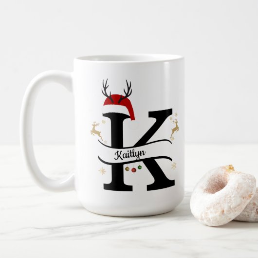Kerstbrief K Alfabet Koffiemok (Met donut)