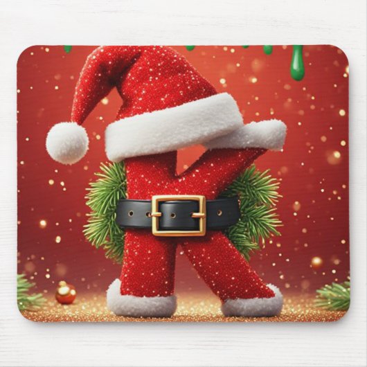 Kerstbrief K Met Dennenkrans Kerstglans 🎅 Muismat (Voorkant)