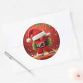Kerstbrief K Met Dennenkrans Kerstglans 🎅 Ronde Sticker (Envelop)