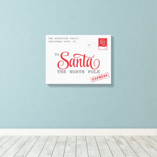 Kerstbrief Kerstmis Canvas Home Decor Afdruk (Insitu (Houten vloer))