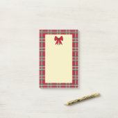 Kerstbrief Kerststationery Papier met Schotse Ruit Post-it® Notes (Op bureau)