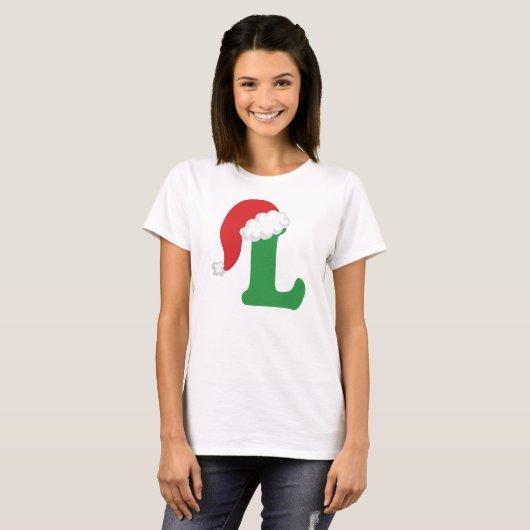 kerstbrief L-alfabet T-shirt (Voorkant volledig)