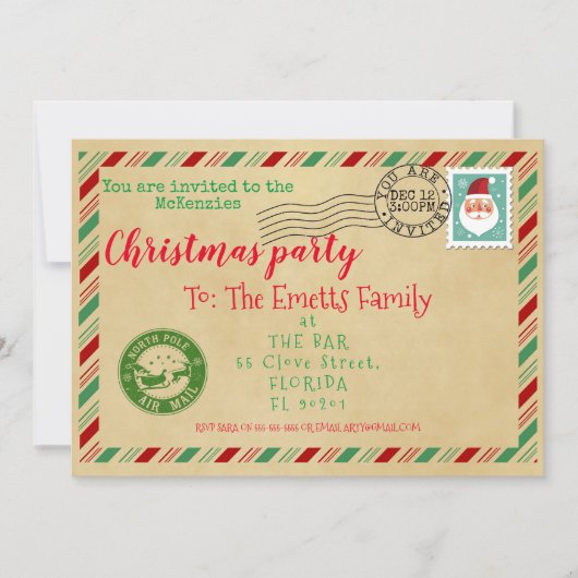 kerstbrief met kerstfeest en kerstfeest kaart (Voorkant)