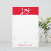 KERSTBRIEF moderne hand geschreven vreugde rood Briefpapier (Staand voorkant)