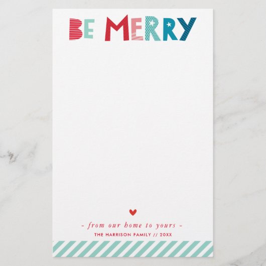 KERSTBRIEF moderne lol feestelijke typografie Briefpapier (Voorkant)