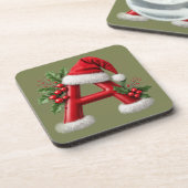 ☕ Kerstbrief Monogram Cadeau Voor Thuisbar 🎅 Bier Onderzetter (Linkerzijde)