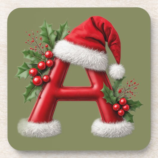 ☕ Kerstbrief Monogram Cadeau Voor Thuisbar 🎅 Bier Onderzetter (Voorkant)