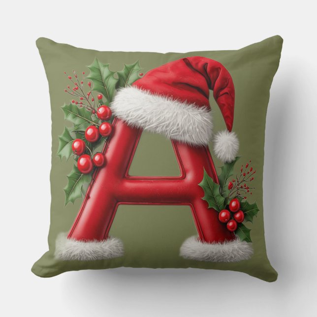 Kerstbrief Monogramma Decoratie voor Thuis Kussen (Voorkant)