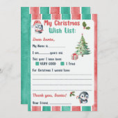 Kerstbrief naar het Santa Penguin-thema Kaart (Voorkant / Achterkant)