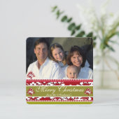 Kerstbrief op achter Damask Boom Vakantie Feestdagenkaart (Staand voorkant)