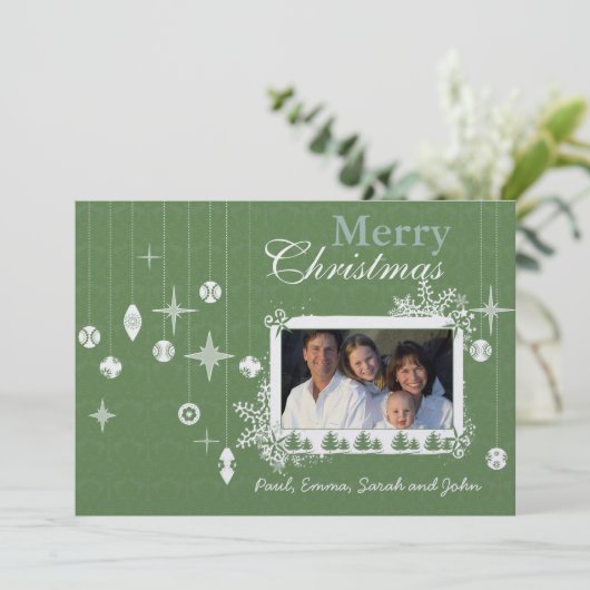 Kerstbrief op achterste kerstversieringen kaart (Staand voorkant)