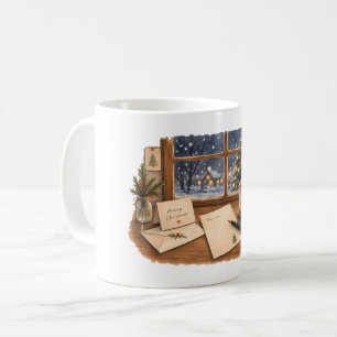 Kerstbrief Schrijfbureau voor Gezellige Briefpapie Koffiemok